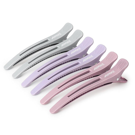 AIMIKE_Hair_Sectioning_Clips_with_Silicone_Band_-_6pcs_No_Crease_Duck_Billed_Clips_for_Styling,_Cutting,_and_Rollers_in_Morandi_Color