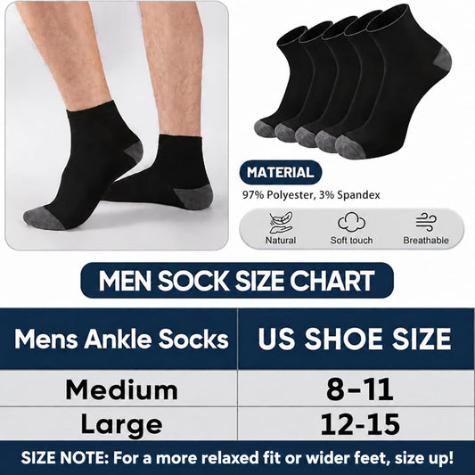 30_Pairs_Ankle_Socks_For_Men_-_Mens_Socks_Size_8-12/12-16_Thin_Casual_Quarter_Bulk_Socks