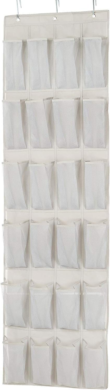 Amazon_Basics_24_Medium_Mesh_Pocket_Over-the-Door_Hanging_Shoe_Organizer,_Space_Saving_Shoe_Storage,_Light_Grey