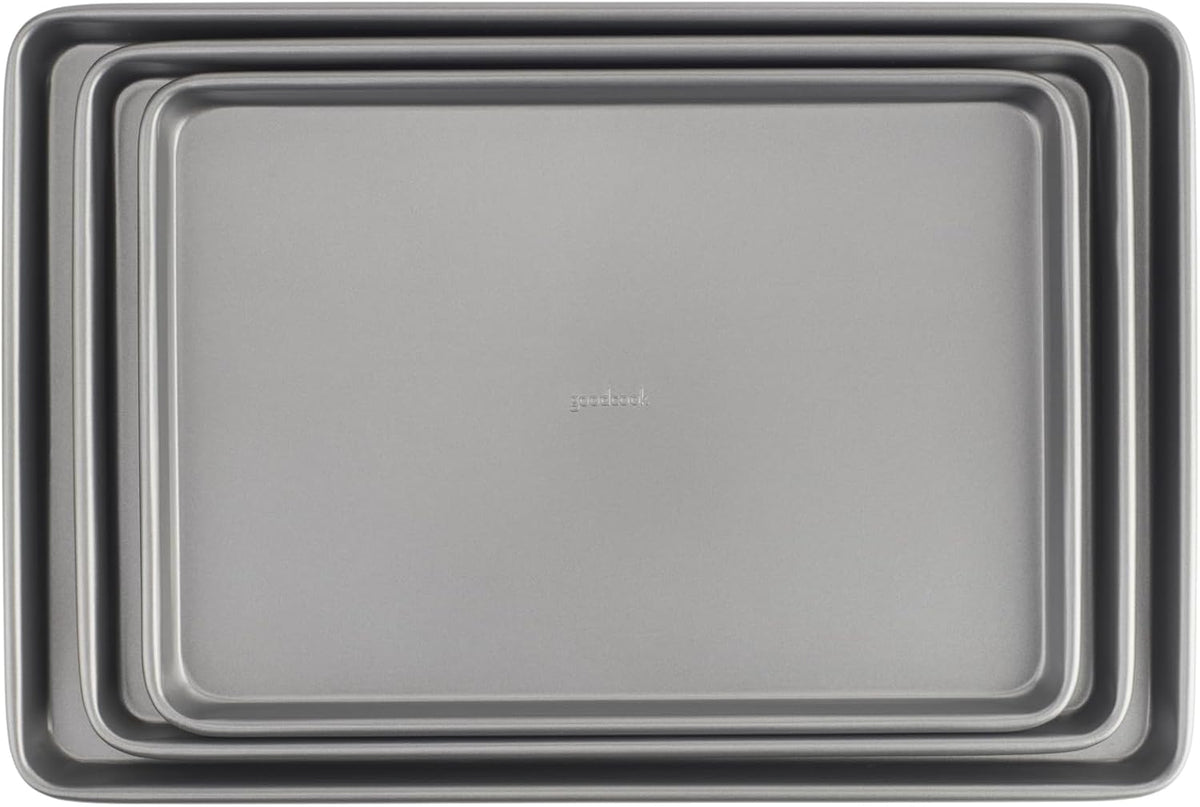 GoodCook_Everyday_Nonstick_Baking_Sheet_Set,_3_Pack_Includes_Small_(13×9)_Medium_(15×1)_and_Large_(17×11)_Pans_Carbon_Steel_Construction_Cookie_Sheets_Bakeware_Set,_Gray