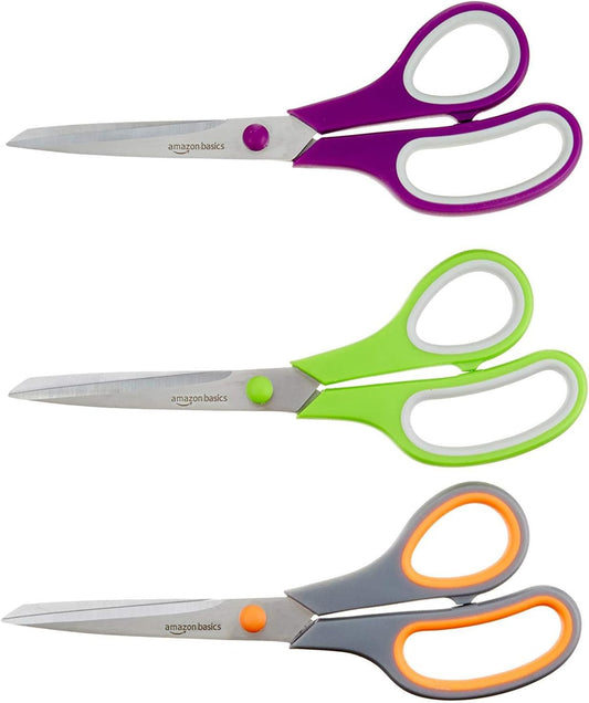 Amazon_Basics_Multipurpose_Stainless_Steel_Scissors_for_Office,_Crafts,_Right/Left_Handed,_Comfort_Grip,_PVD_Coated,_3-Pack,_Multicolor