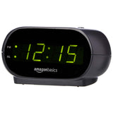 Amazon Basics Small Digital Oval Alarm Clock with LED Display, Nightlight, Snooze Function & Battery Backup
