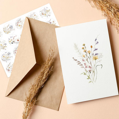 AUDREE_Blank_Cards_with_Envelopes_and_Stickers,_Wildflower_50_Pack_3.5x5