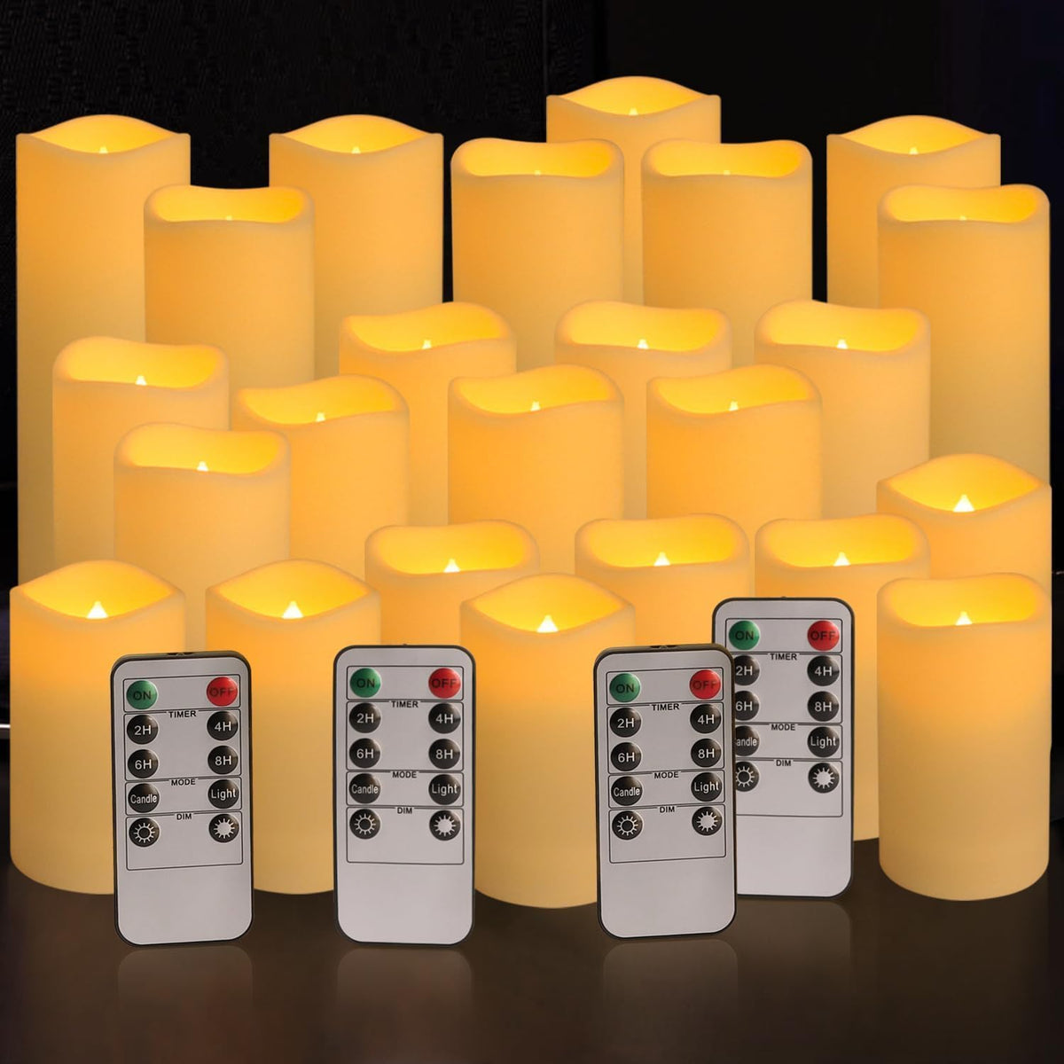 YOROXRG_Set_of_24_Waterproof_Outdoor_Flameless_Candles,_LED_Candles_with_4_Remote_and_Timer,(H_4"_5"_6"_x_D_2.2"),for_Christmas,Halloween,Wedding,Festival