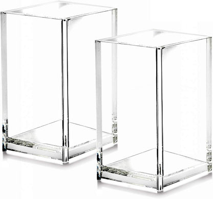 2_Pack_Clear_Acrylic_Pencil_Pen_Holder_Cup,Desk_Accessories_Holder,Makeup_Brush_Storage_Organizer,Modern_Design_Desktop_Stationery_Organizer_for_Office_School_Home_Supplies,2.6x_2.6x_4_inches