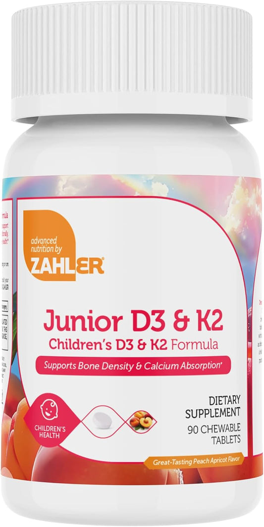 Zahler_Junior_D3_&_K2_-_Bone_Building_&_Immune_Support_for_Kids_-_Vitamin_D3_&_Vitamin_K2_to_Support_Bone_Density_&_Calcium_Absorption_-_Non-GMO_&_Gluten-Free_-_Peach_Apricot,_90_Chewable_Tablets