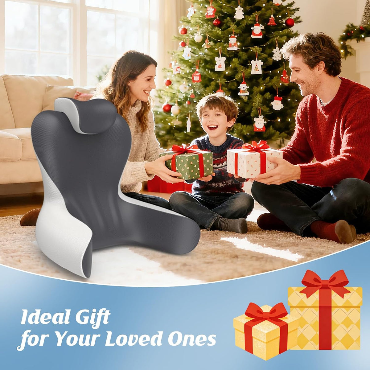 22"_XL_Reading_Pillow_Sitting_in_Bed,Back_Support_&_Armrests(Grey_&_White)_|_OEKO-TEX,Back_Rest_&_Lumbar_Support_Pillows,_Bed_Rest_Chair_Cushion,Reclining,Gaming,Work,Resting,Watching_TV