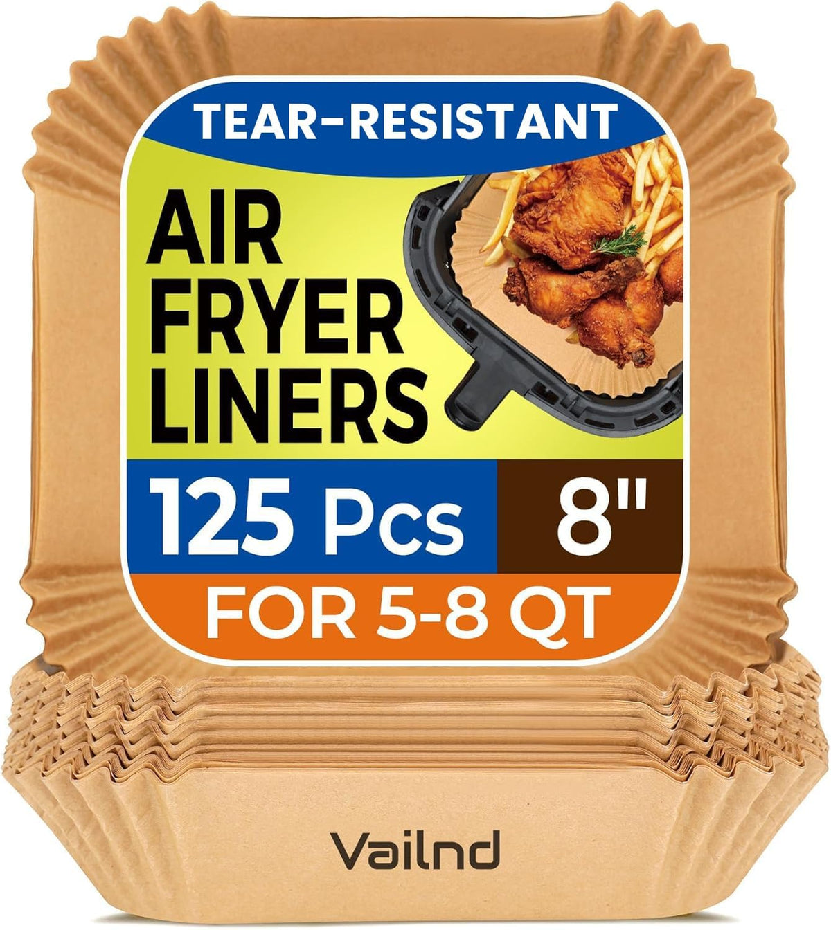 125Pcs_8_Inch_Square_Air_Fryer_Liners_Disposable_for_5-8QT,_Parchment_Paper