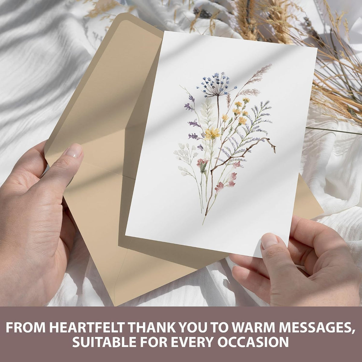 AUDREE_Blank_Cards_with_Envelopes_and_Stickers,_Wildflower_50_Pack_3.5x5