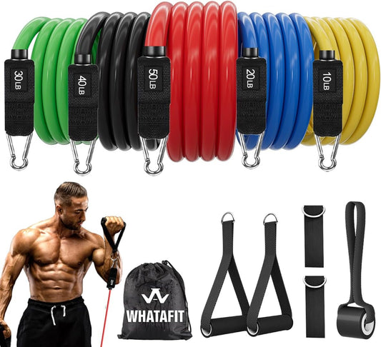 WHATAFIT_Resistance_Bands_with_Handles,_150_lb_Exercise_Bands_Set