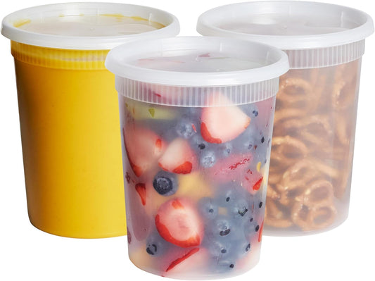 GUSTO_32_oz_Plastic_Deli_Containers_with_Lids_[24_Sets]_Food_Storage
