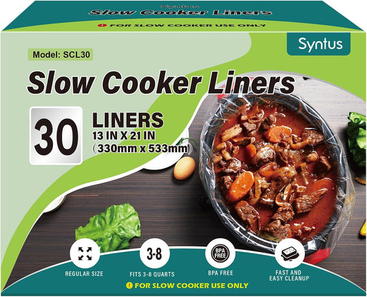 Syntus_30_Slow_Cooker_Liners,_Large_Size_13"x_21"_Fit_3QT_to_8QT_Pots