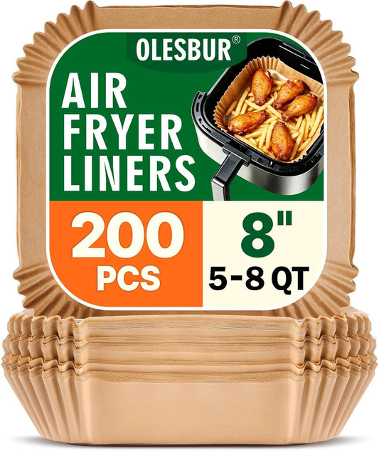 OLESBUR_Air_Fryer_Liners_Disposable,_200Pcs_8_Inch_Airfryer_Paper_Liners,_Unbleached_Parchment_Paper_for_Air_Fryer_Basket,_Non-Stick_Air_Fryer_Accessories,_Liners_for_Baking,_Parchment_Paper_Sheets