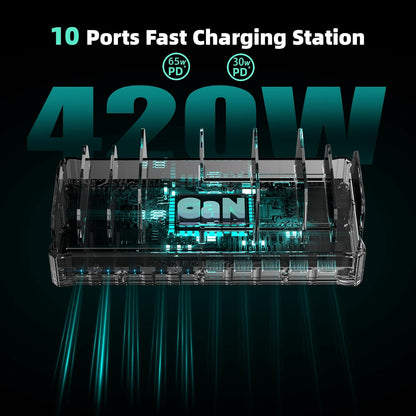 Zobirez_420W_10-Port_Fast_USB_Charging_Station_for_Multiple_Devices,_Black