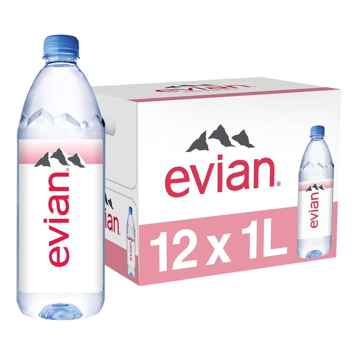 Evian_Natural_Spring_Water,_1_L_bottle,_12_pack