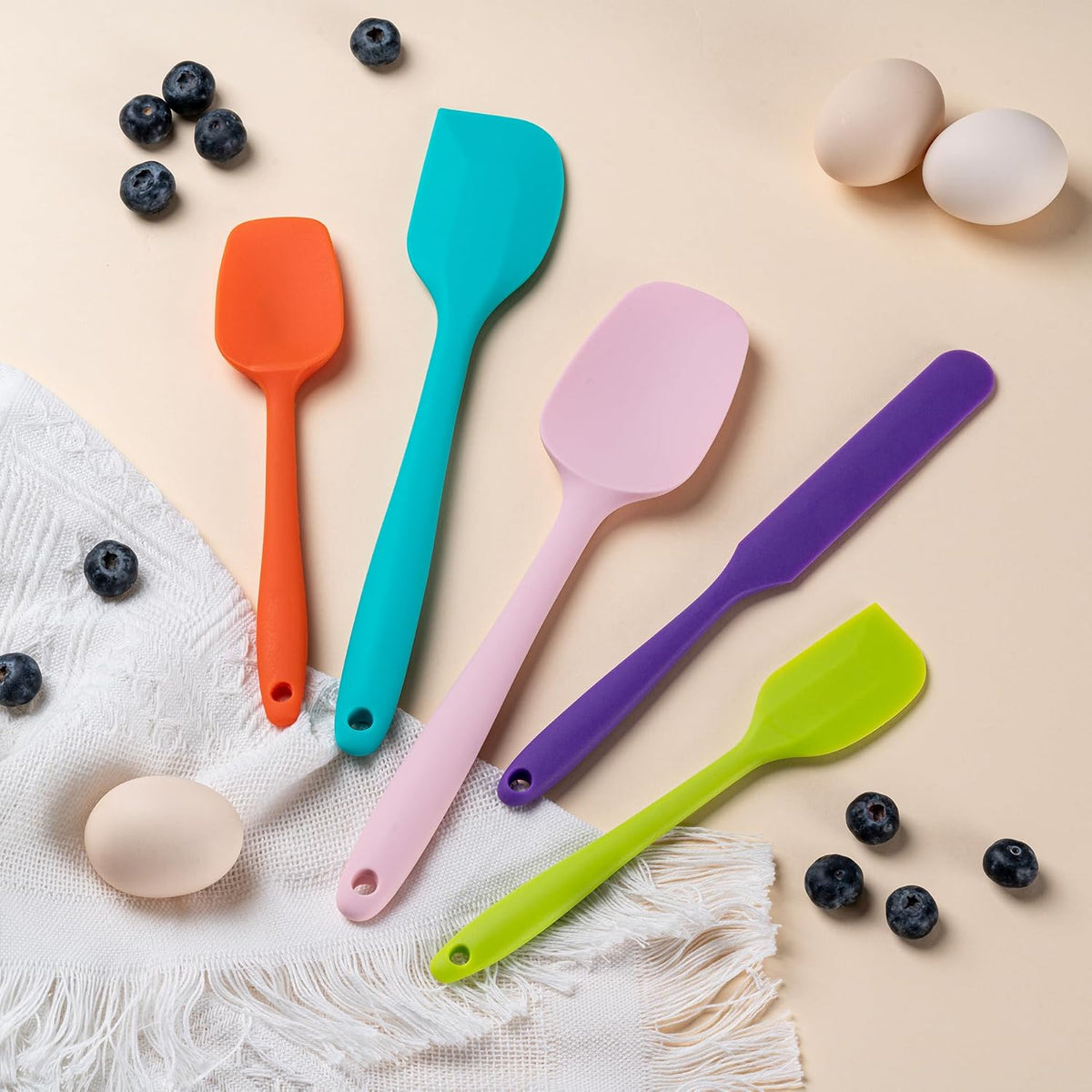 Silicone_Spatula_Set,5_Piece_Food_Grade_Rubber_Spatulas,Multicolor