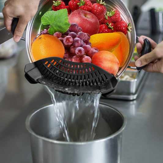 AUOON_Clip_On_Strainer_Silicone_for_All_Pots,_Standard_8.86_x_3.55in,_Black