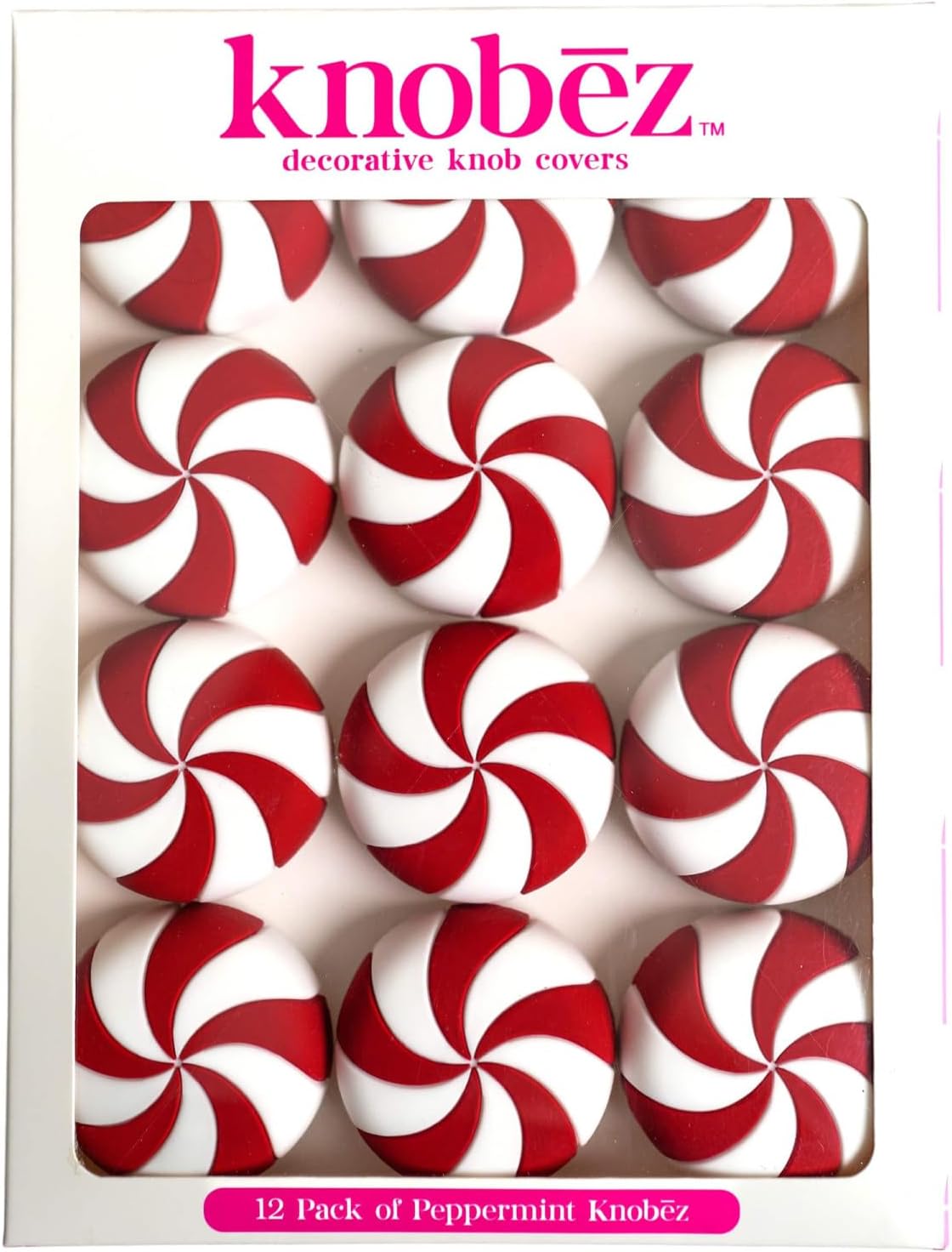 Knobēz:_Red_Peppermint_Decorative_Knob_Covers_Package_of_12_(Red)