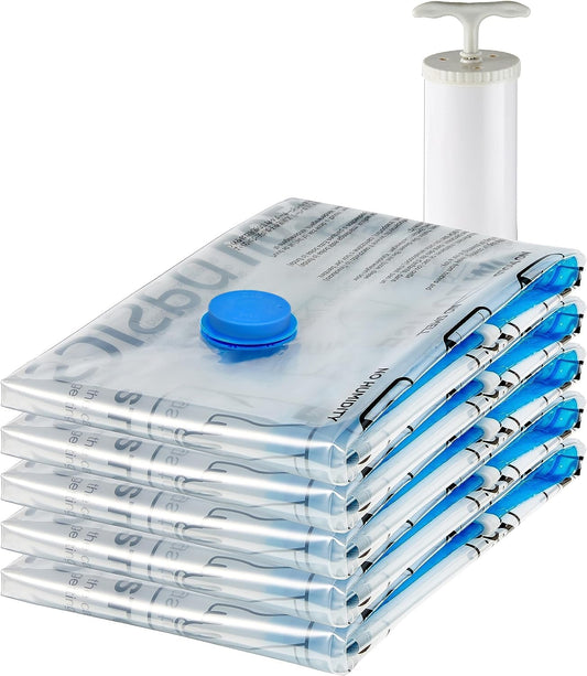 Amazon_Basics_Vacuum_Storage_Bags,_Compression_Space_Saving_for_Clothes_and_Linens,_Reusable_with_Hand_Pump,_Large,_Clear,_5-Pack
