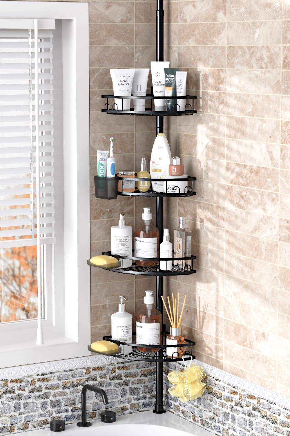 Adjustable_Tension_Pole_Shower_Caddy:_Rustproof_Corner_Bathroom_Organizer