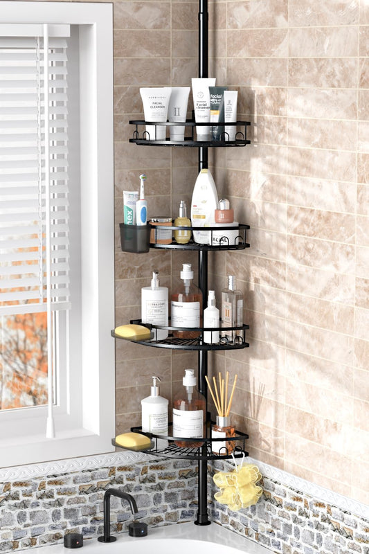 Adjustable_Tension_Pole_Shower_Caddy:_Rustproof_Corner_Bathroom_Organizer