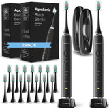 Aquasonic Black Series Ultra Whitening Toothbrush, ADA Accepted Electric Toothbrush, Brush Heads & Travel Case, with Smart Timer