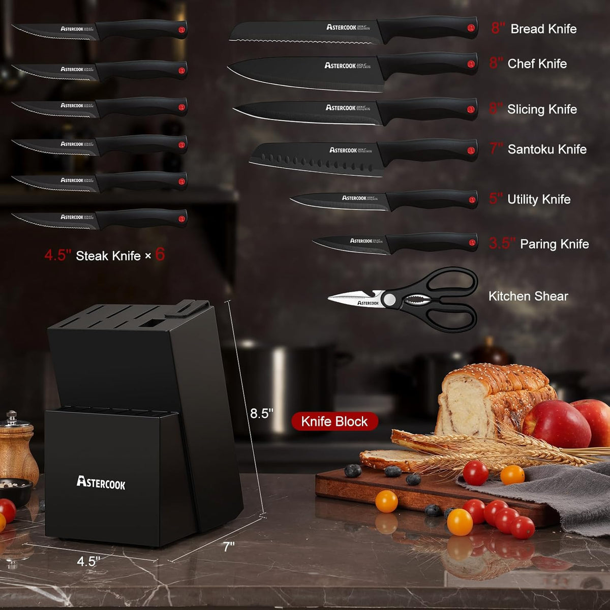 Astercook_Knife_Set_for_Kitchen_with_Block_and_Sharpener_15pcs_German
