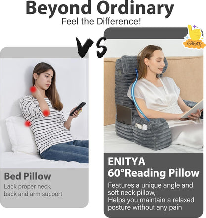 22"_XL_Back_Pillow_for_Bed_Sitting_Up_with_Armrests_&_Big_Pockets_|_Reading_Pillow_for_Bed,_Soft_Back_Support_Chair,_Ideal_for_Watching_TV,_Gaming,_Nursing,_Resting,_Post_Surgery,_Dark_Grey