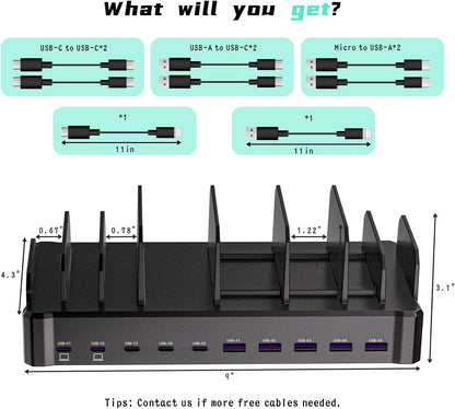 Zobirez_420W_10-Port_Fast_USB_Charging_Station_for_Multiple_Devices,_Black