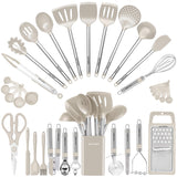 Kitchen Utensil Set-Silicone Cooking Utensils Kitchen Gadgets & Spoons for Nonstick Cookware-Silicone and Stainless Steel Spatula Set-Best Kitchen Tools, Useful Pots and Pans Accessories