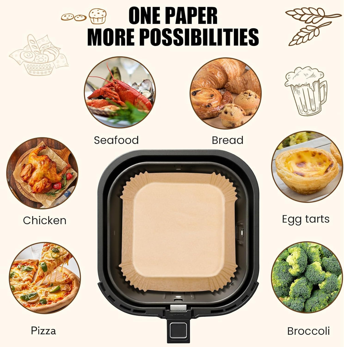 OLESBUR_Air_Fryer_Liners_Disposable,_200Pcs_8_Inch_Airfryer_Paper_Liners,_Unbleached_Parchment_Paper_for_Air_Fryer_Basket,_Non-Stick_Air_Fryer_Accessories,_Liners_for_Baking,_Parchment_Paper_Sheets