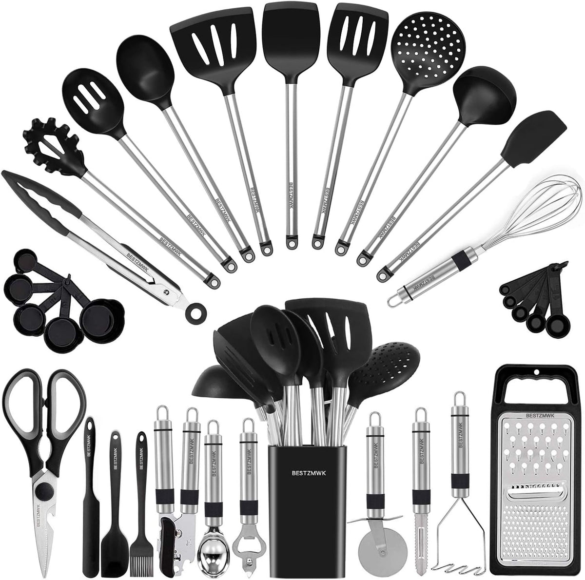 Kitchen_Utensil_Set-Silicone_Cooking_Utensils-33_Kitchen_Gadgets_&_Spoons_for_Nonstick_Cookware-Silicone_and_Stainless_Steel_Spatula_Set-Best_Kitchen_Tools,_Useful_Pots_and_Pans_Accessories