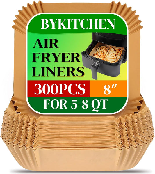 BYKITCHEN_8in_Square_Disposable_Air_Fryer_Liners,_300PCS_Parchment_Paper