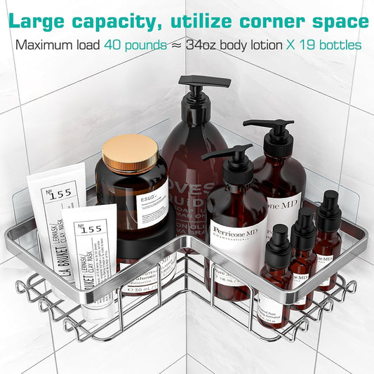 YASONIC_Corner_Adhesive_Shower_Caddy,_with_Soap_Holder_and_12_Hooks,_Rustproof_Stainless_Steel_Bathroom_Organizer,_No_Drilling_Wall_Mounted_Rack,_Brushed_Silver,_3-Pack