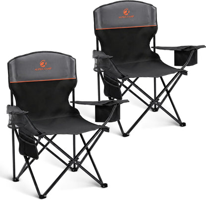 ALPHA_CAMP_2-Pack_Folding_Camping_Chair_with_Cooler_Bag_&_Lumbar_Support