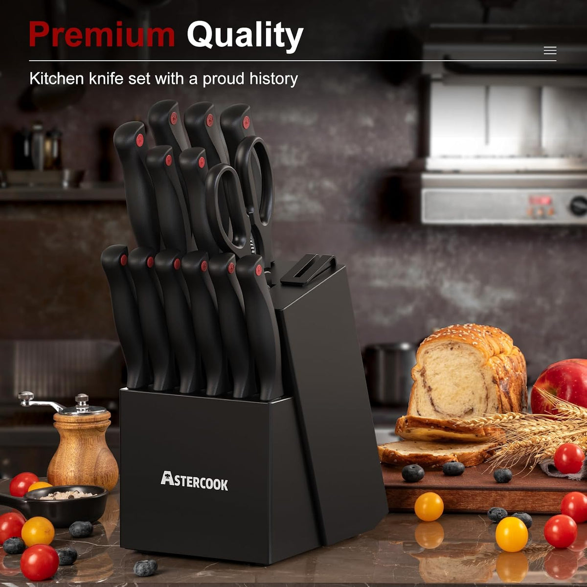Astercook_Knife_Set_for_Kitchen_with_Block_and_Sharpener_15pcs_German