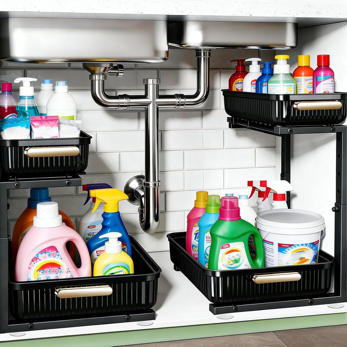 ARSTPEOE_Under_Sink_Organizer_-_2_Pack_Multi-Purpose_Pull-Out_Storage_Shelf