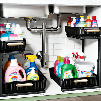 ARSTPEOE_Under_Sink_Organizer_-_2_Pack_Multi-Purpose_Pull-Out_Storage_Shelf