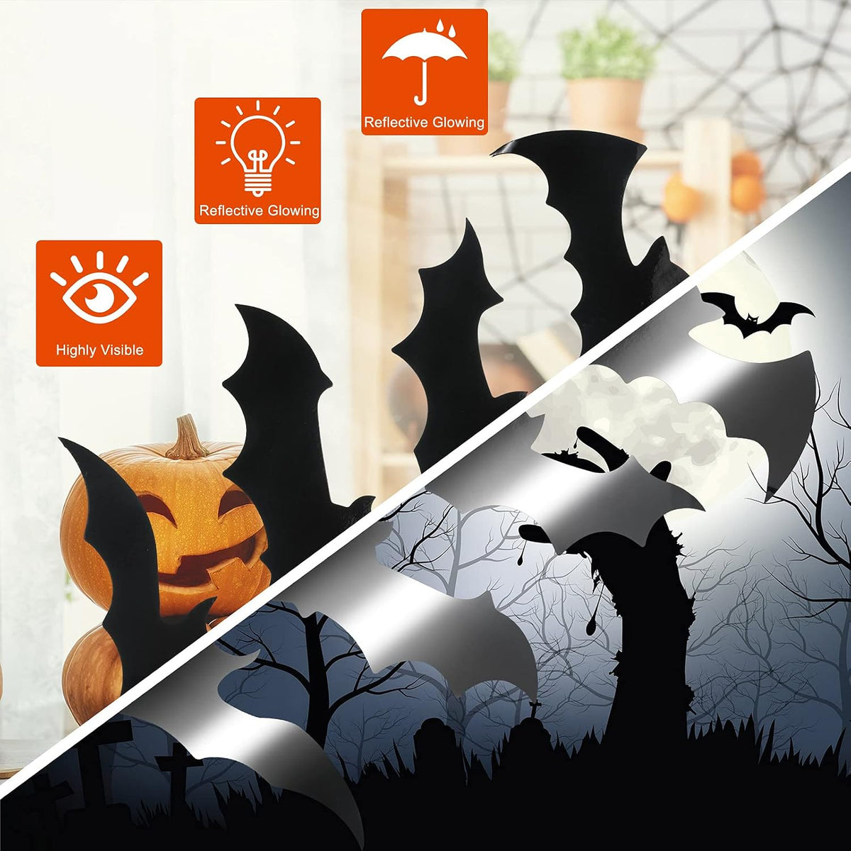Flutesan_28_Pieces_Halloween_Bats_Car_Magnet_4_Sizes,_Black