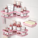 YASONIC Corner Adhesive Shower Caddy, with Soap Holder and Hooks, Rustproof Stainless Steel Bathroom Organizer, No Drilling Wall Mounted Rack, Brushed