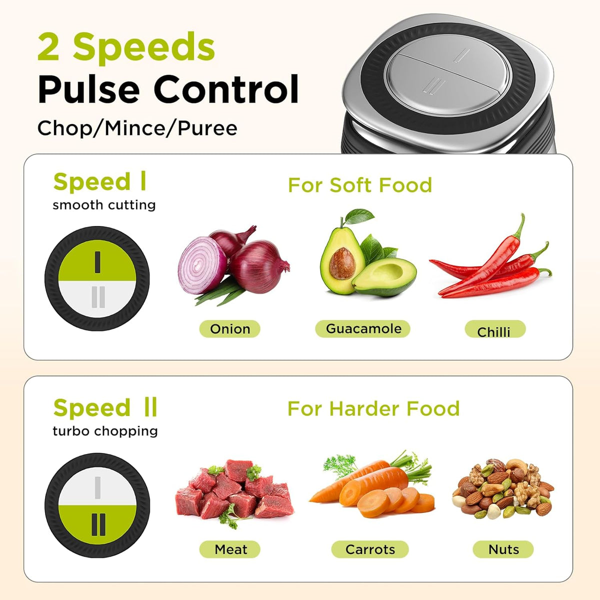 KOIOS_Food_Processor,_500W_Electric_Food_Chopper_with_2_Bowls_(8_Cup+8_Cup)_&_2_Bi-Level_Blades&,_Small_Electric_Grinder_Meat_Processor_for_Nuts,_Meat,_Onion,_Garlic,_Baby_Food,_Black
