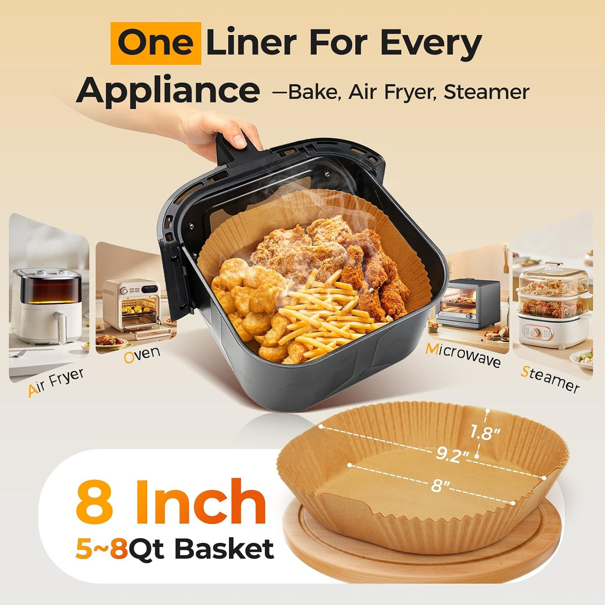 125Pcs_8_Inch_Square_Air_Fryer_Liners_Disposable_for_5-8QT,_Parchment_Paper