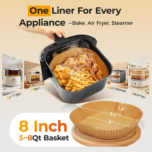 125Pcs_8_Inch_Square_Air_Fryer_Liners_Disposable_for_5-8QT,_Parchment_Paper