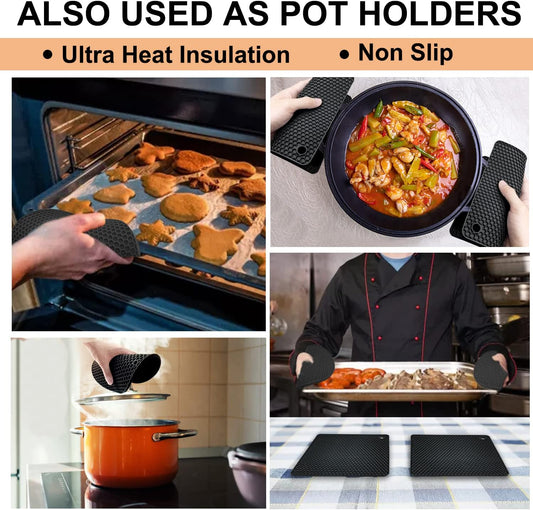 Walfos_Silicone_Trivet_Mats_-_4_Heat_Resistant_Pot_Holders,_Multipurpose_Non-Slip_Hot_Pads_for_Kitchen_Potholders,_Hot_Dishers,_Jar_Opener,_Spoon_Holder,_Food_Grade_Silicone_&_BPA_Free_(Black)