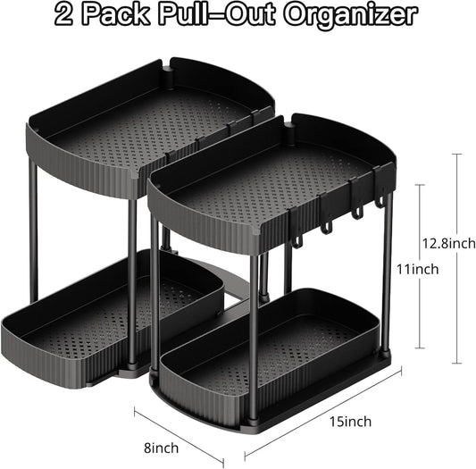 2_Packs_Under_Sink_Pull-Out_Storage_Organizers,_12.8_Inches,_Black