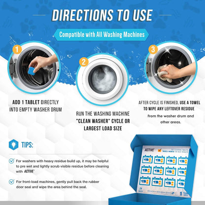 ACTIVE_Washing_Machine_Cleaner_for_Pet_Owners_Enzymatic_Deep_Clean_Descaler_for_Cat_&_Dog_Hair,_Urine,_Odor,_Residue,_24_Septic-Safe_Tablets_for_Top_Load,_Front_Loader,_HE_Washer_Tub_-_1_Year_Supply