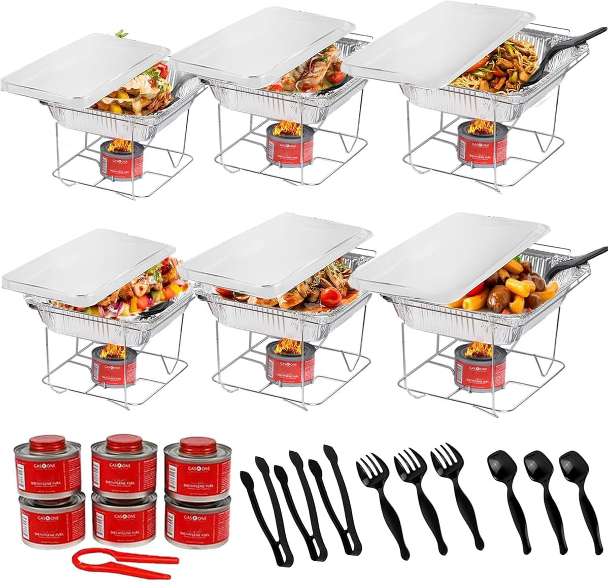 Alpha_Living_6_Pack_-_Disposable_Chafing_Dish_Buffet_Set,_Half_Size_Pans,_Welded_Body_Food_Warmers_for_Parties,_Fuel_Cans_Complete_Set,_Warming_Trays