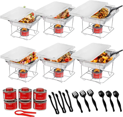 Alpha_Living_6_Pack_-_Disposable_Chafing_Dish_Buffet_Set,_Half_Size_Pans,_Welded_Body_Food_Warmers_for_Parties,_Fuel_Cans_Complete_Set,_Warming_Trays