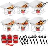 Alpha Living - Disposable Chafing Dish Buffet Set, Half Size Pans, Welded Body Food Warmers for Parties, Fuel Cans Complete Set, Warming Trays