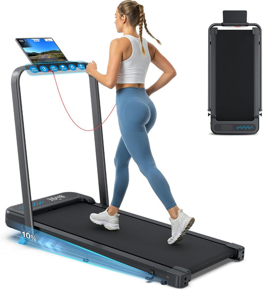 WELLFIT_Folding_Treadmill_for_Home,_Walking_Pad_with_Incline_and_Handle_Bar